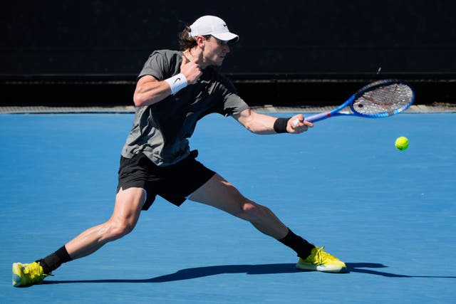 Jack Draper trains in Melbourne (Ng Han Guan/AP)