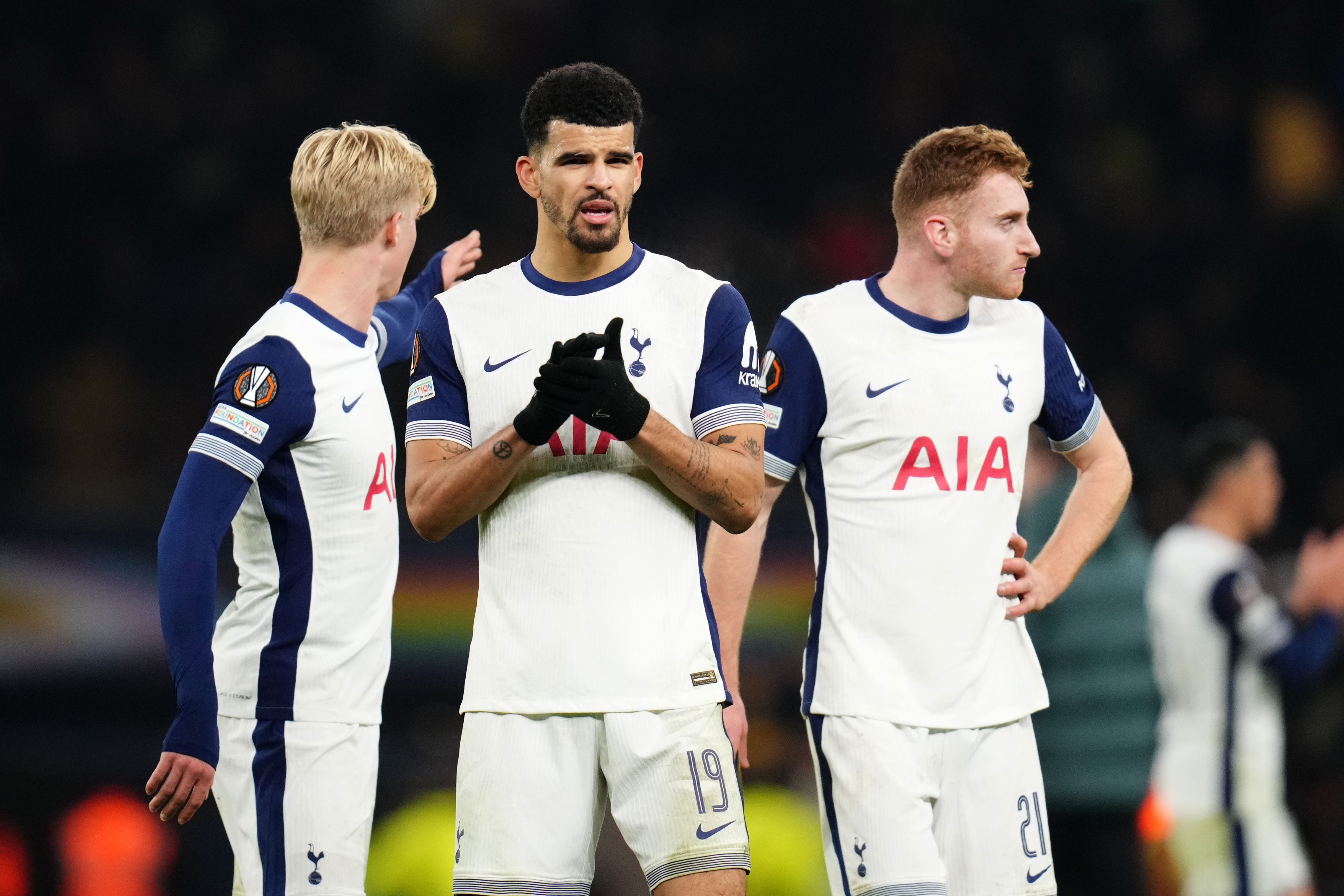 Dominic Solanke, centre, and Dejan Kulusevski, right, could get a rest