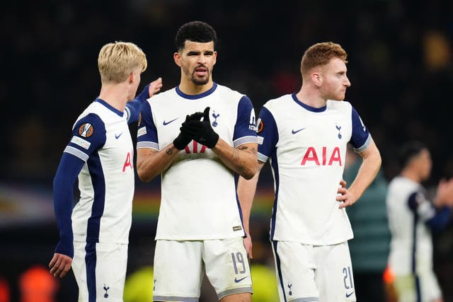 Dominic Solanke, centre, and Dejan Kulusevski, right, could get a rest (John Walton/PA)