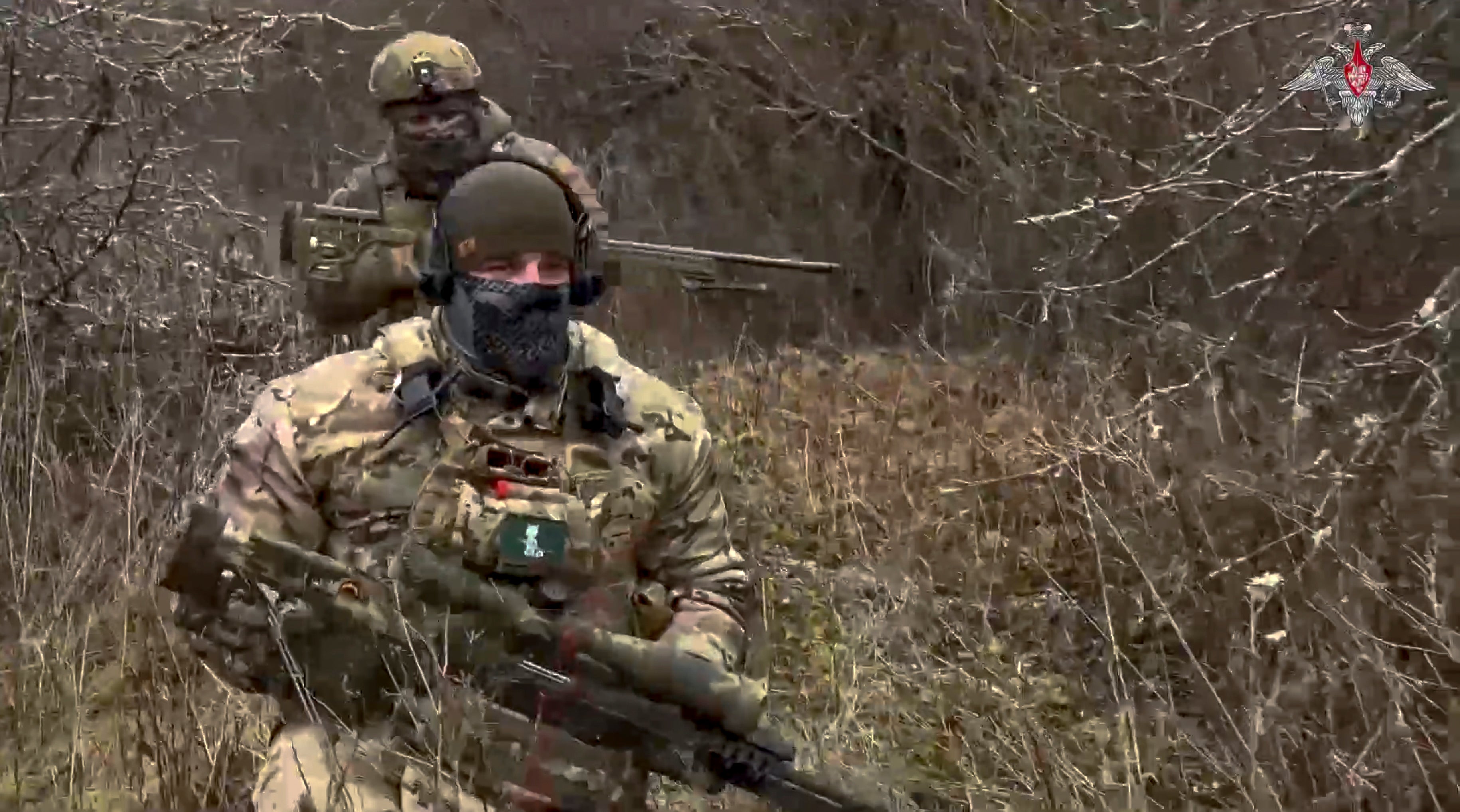 Russian snipers change a position to fire towards Ukrainian forces from an undisclosed location.