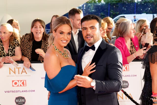 Vicky Pattison and Ercan Ramadan attending the National Television Awards 2021 held at the O2 Arena, London (Ian West/PA)