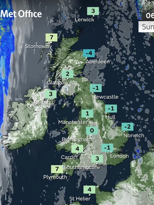 Temperatures will be lower in the east of the UK, say the Met Office