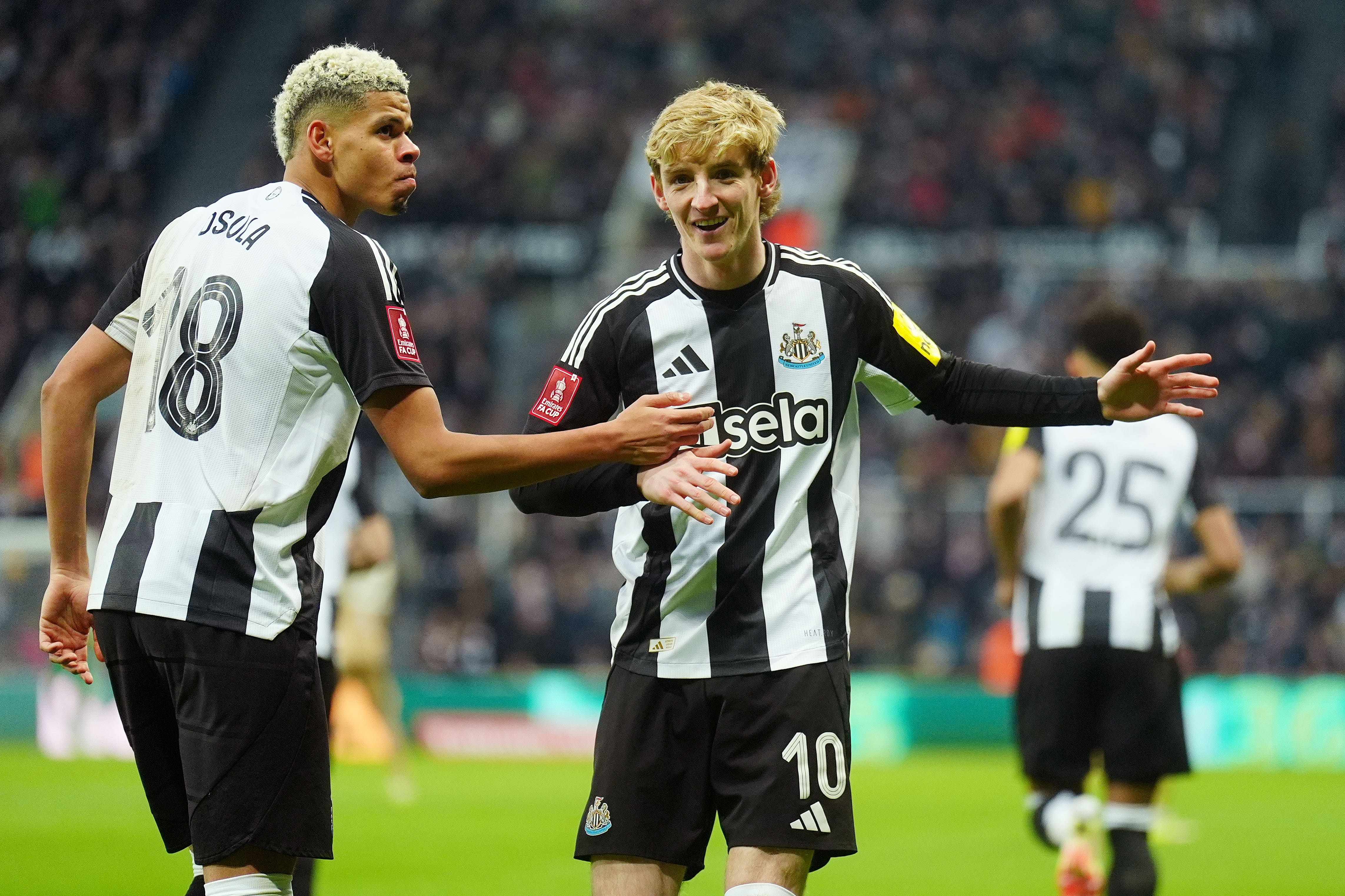 Anthony Gordon (right) helped Newcastle overcome an early fright against Bromley