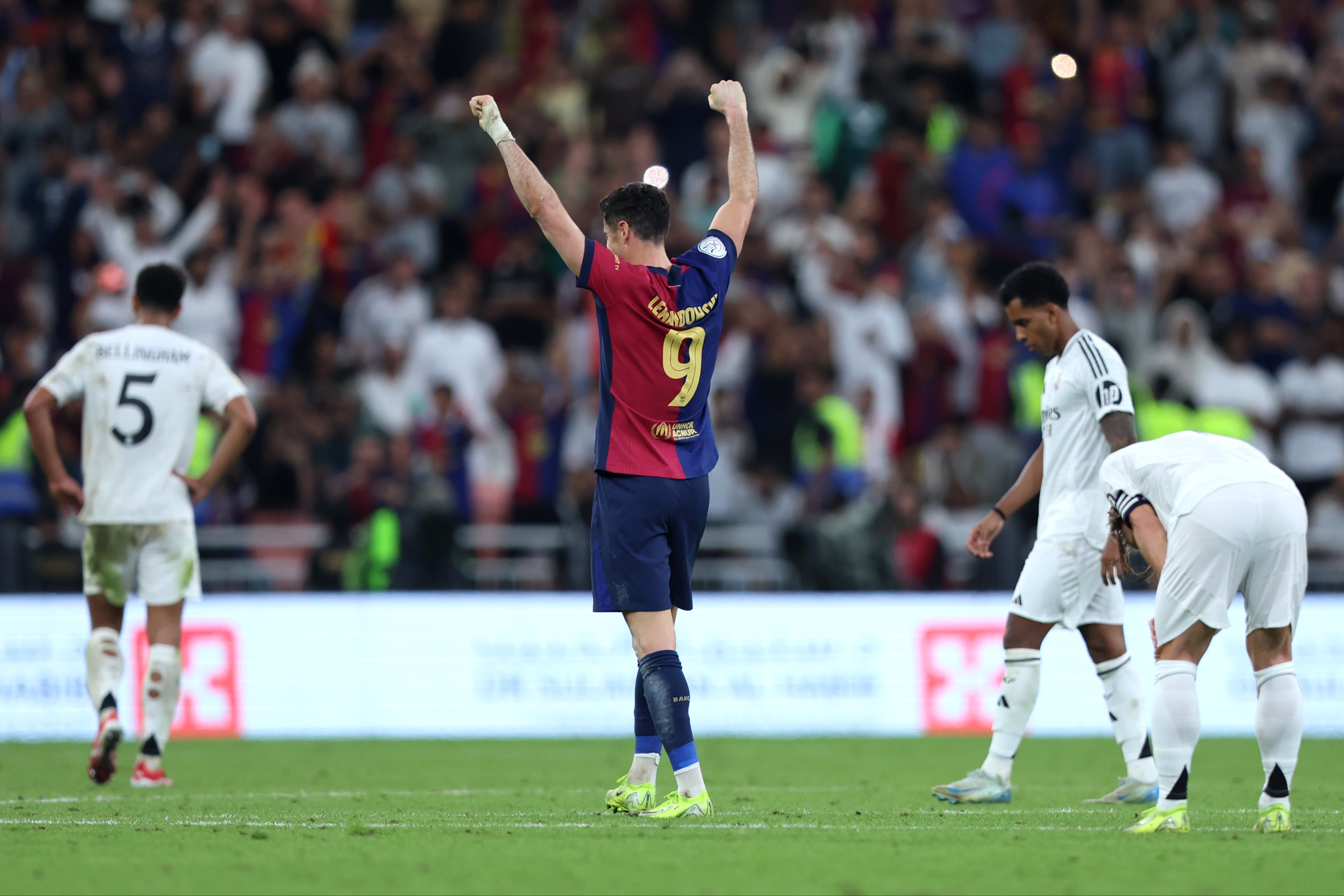 Robert Lewandowski scored from the penalty spot to give Barcelona the lead