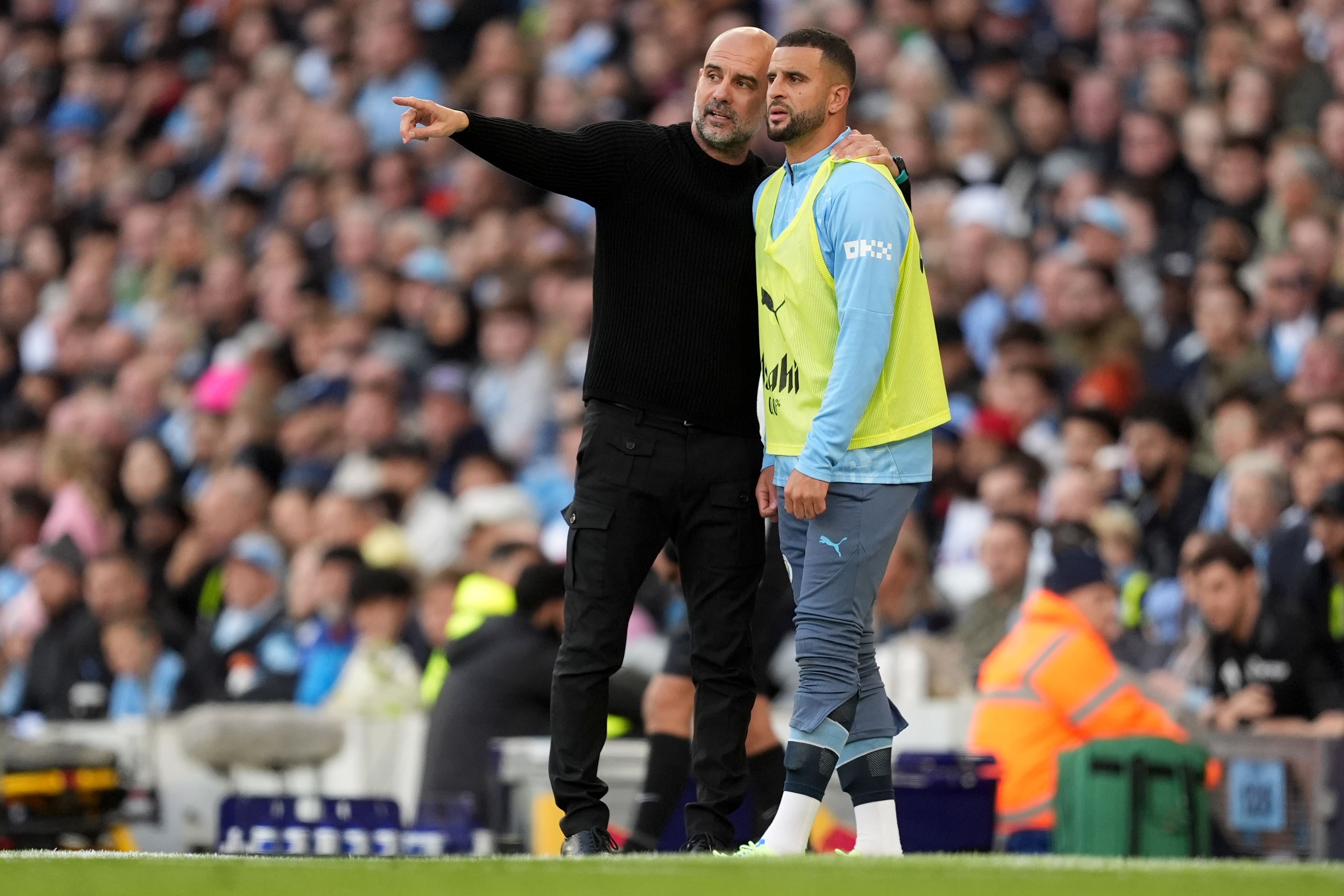 Pep Guardiola (left) will not stand in Kyle Walker’s way should he decide to leave Manchester City