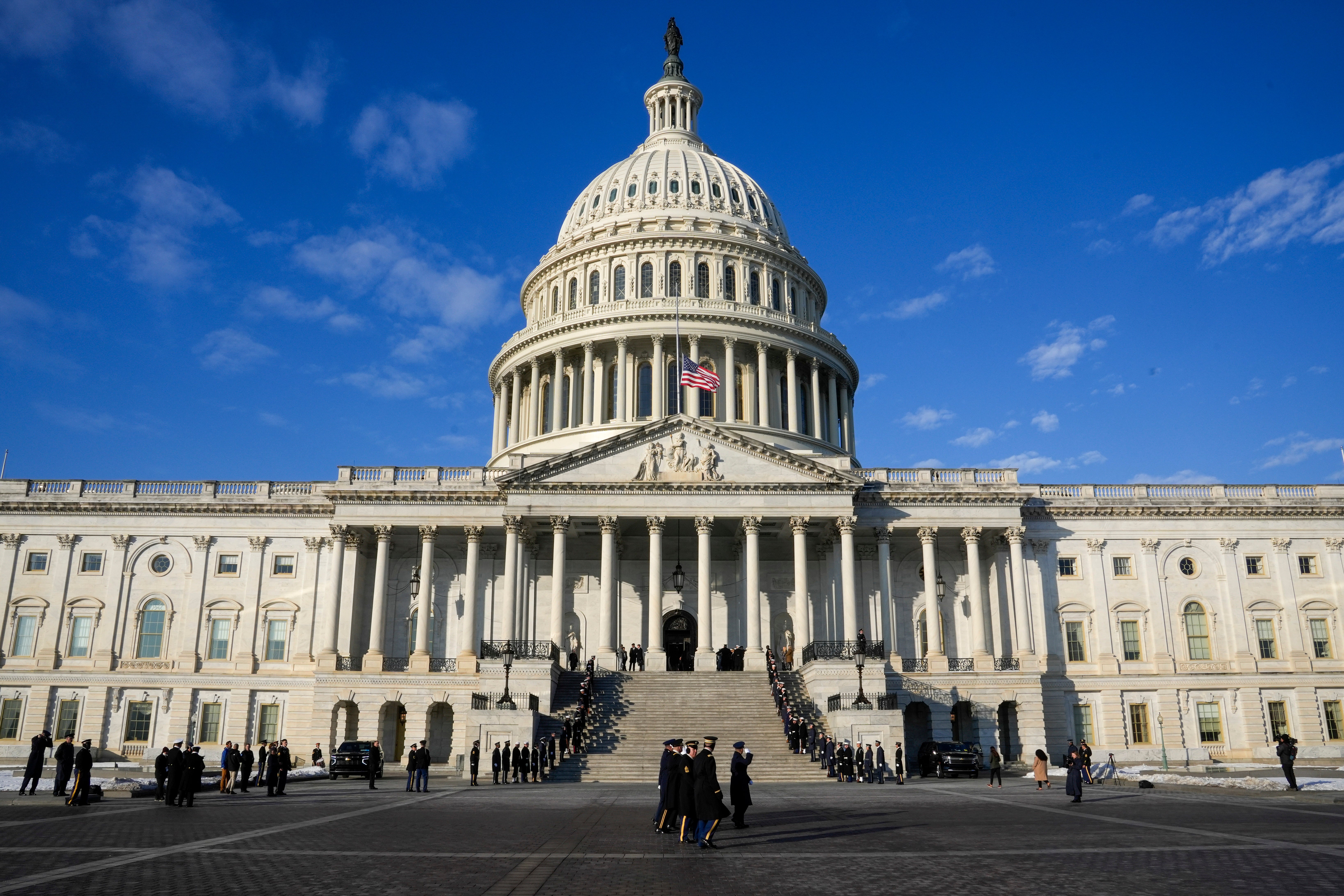 Members of the military rehearse at the US Capitol for Trump’s second inauguration, set for January 20, 2025