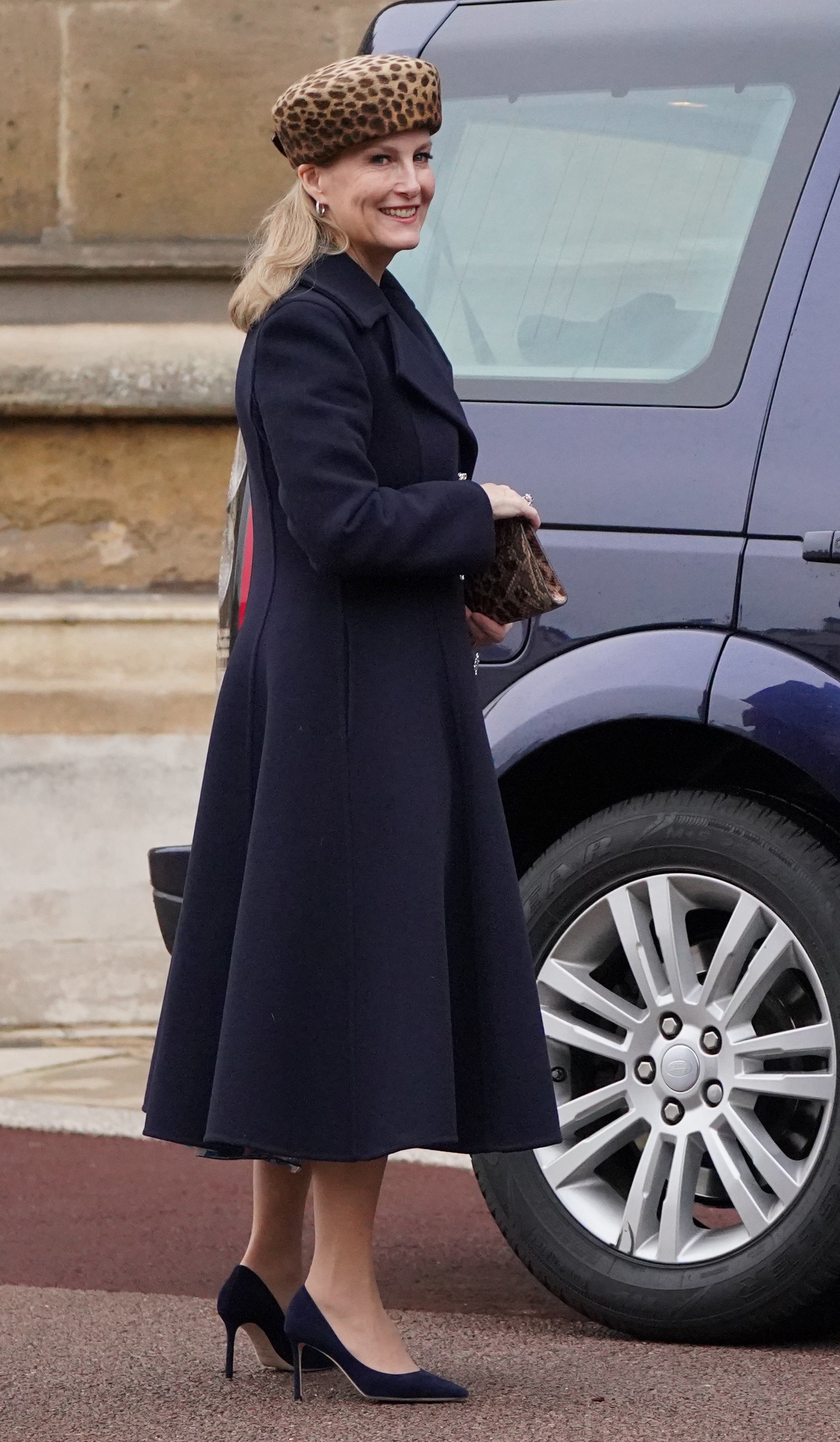 Sophie wore leopard print and Prada to the 2021 Christmas day service (Jonathan Brady/PA)