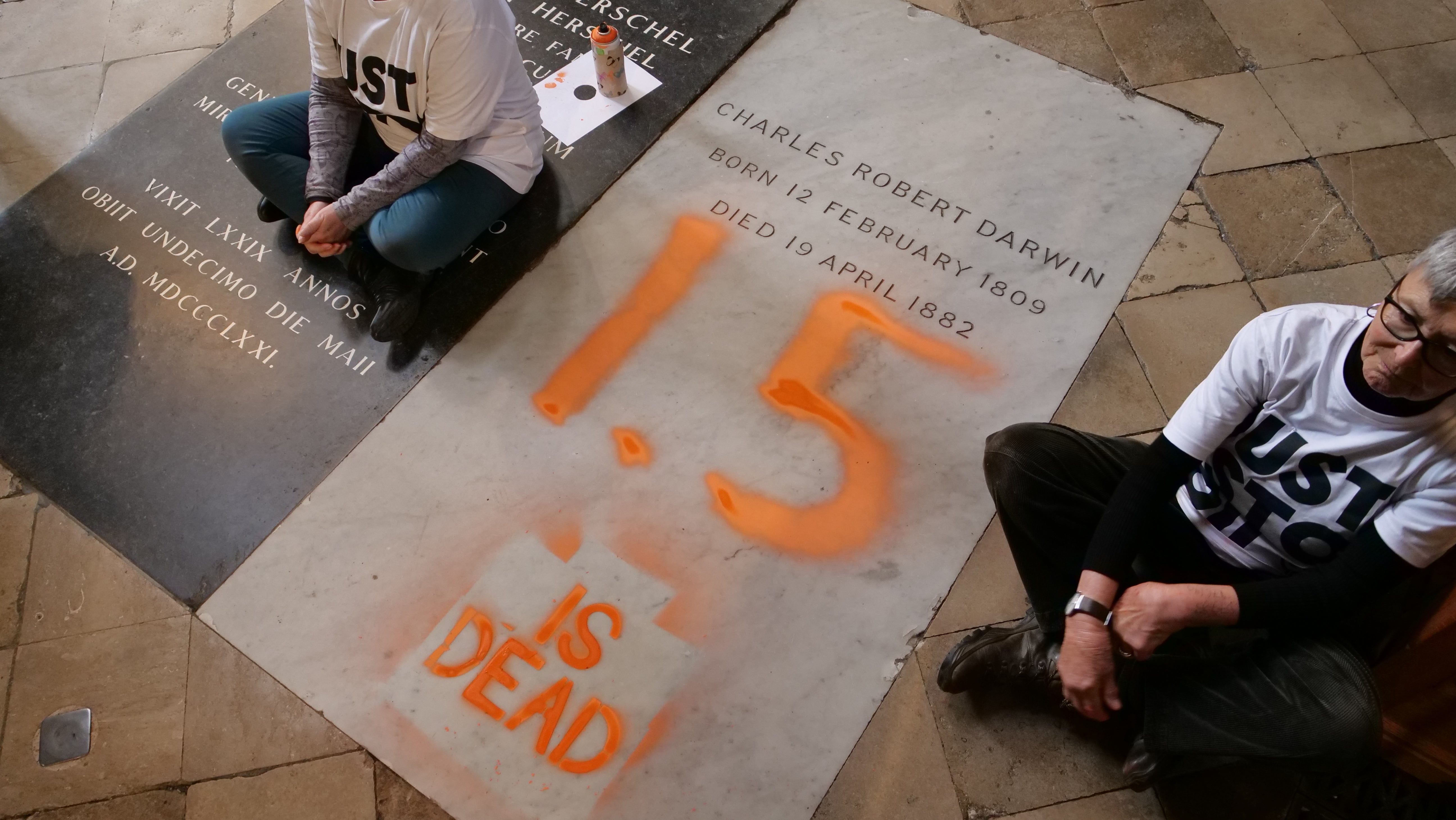 The group said the graffiti was reference to the news that the world had exceeded the ‘safe’ 1.5 degree warming limit for the first calendar year in 2024.