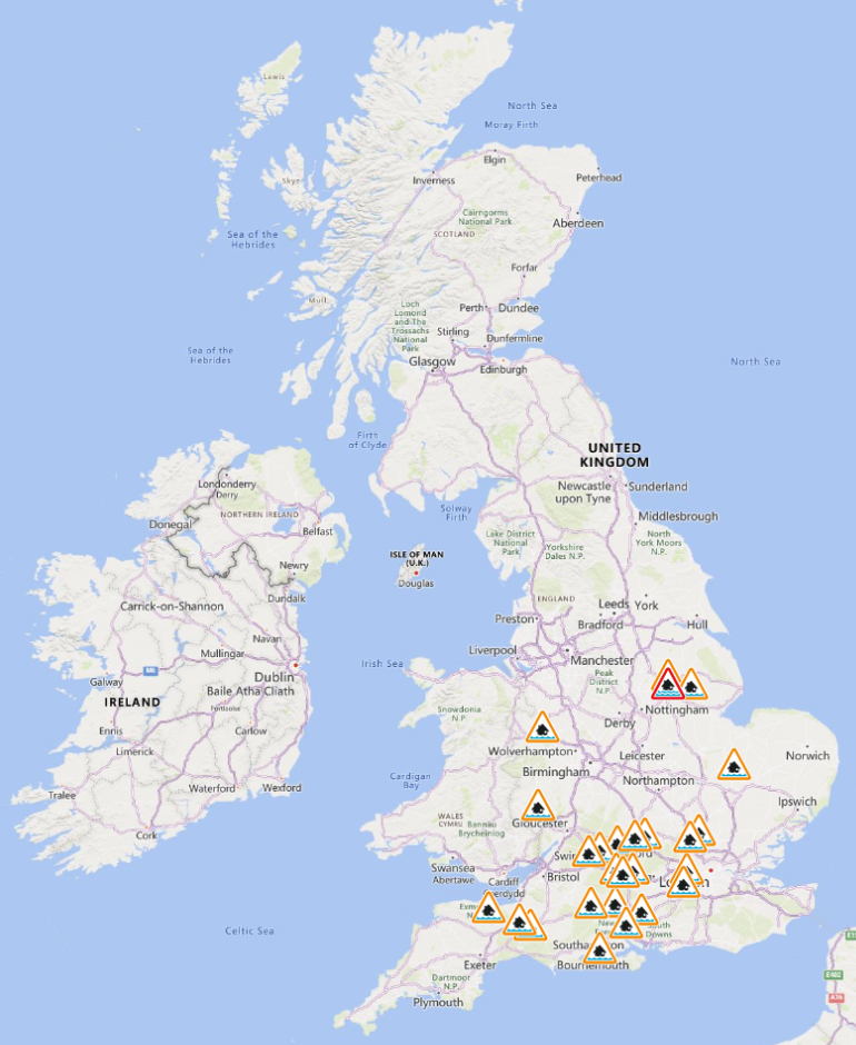 A number of flood alerts have been issued across England