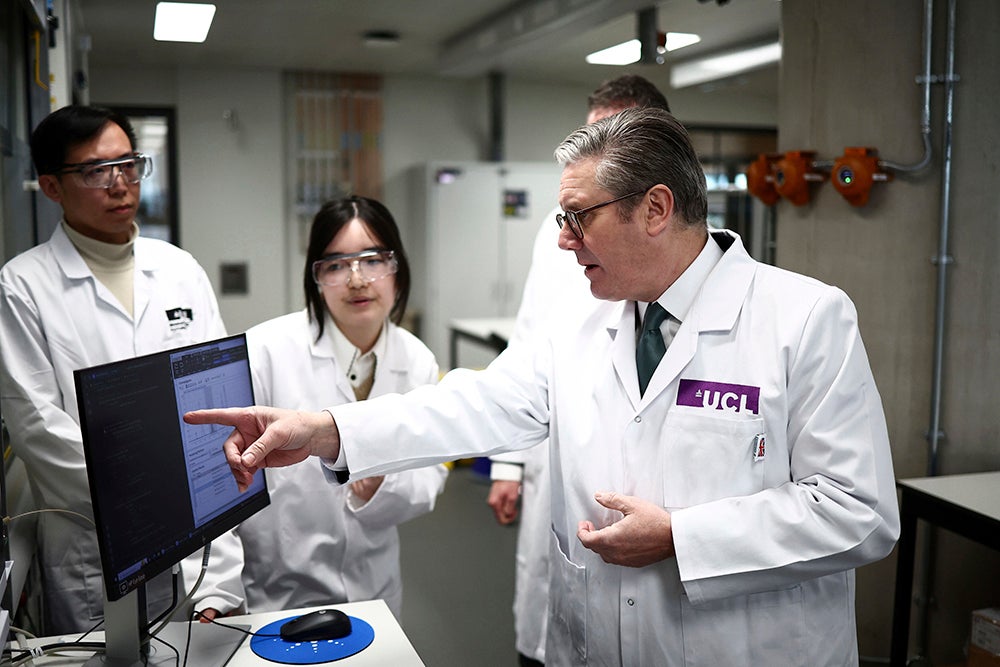 Prime minister Sir Keir Starmer visits AI researchers at University College London