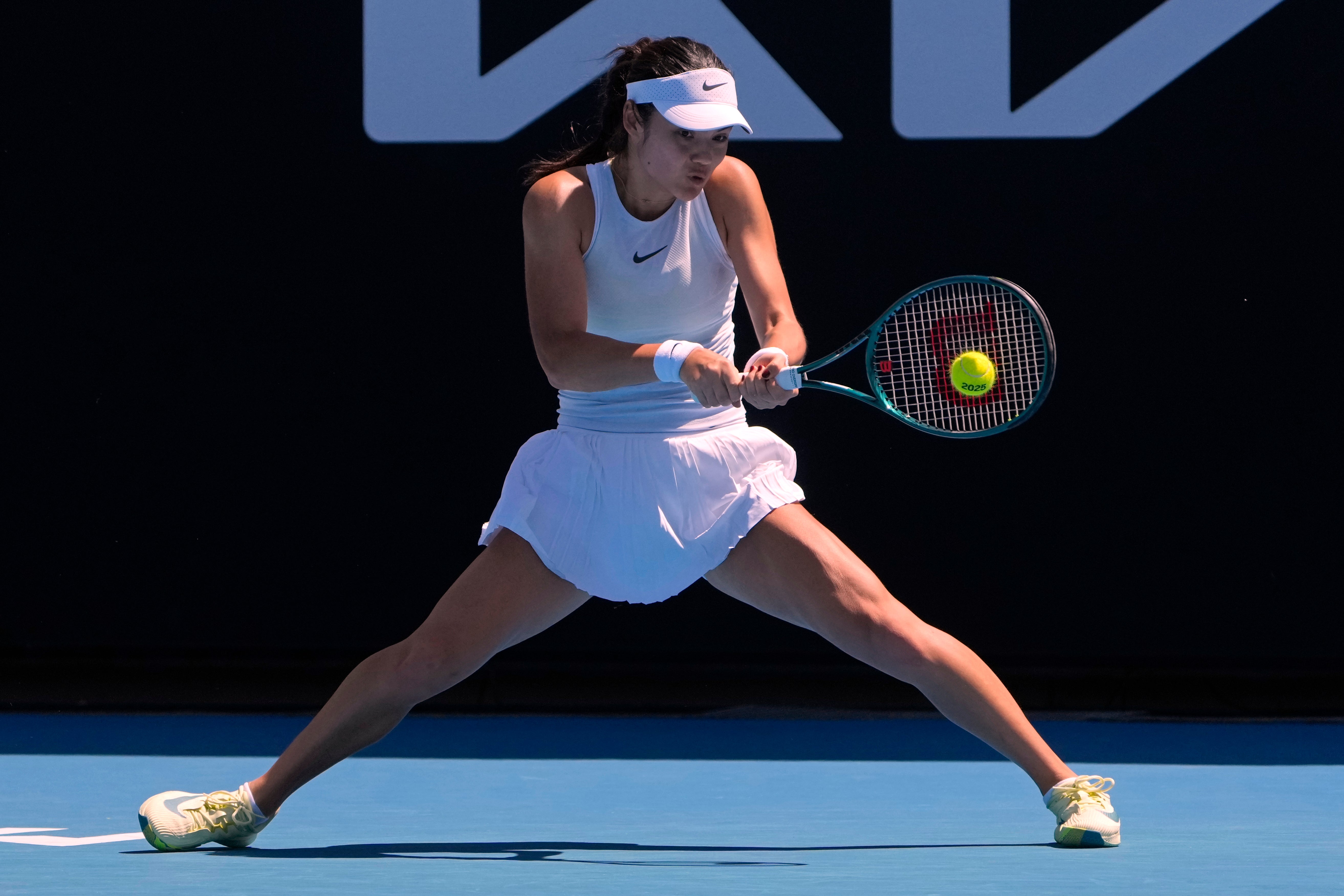 Emma Raducanu hits a backhand (Asanka Brendon Ratnayake/AP)