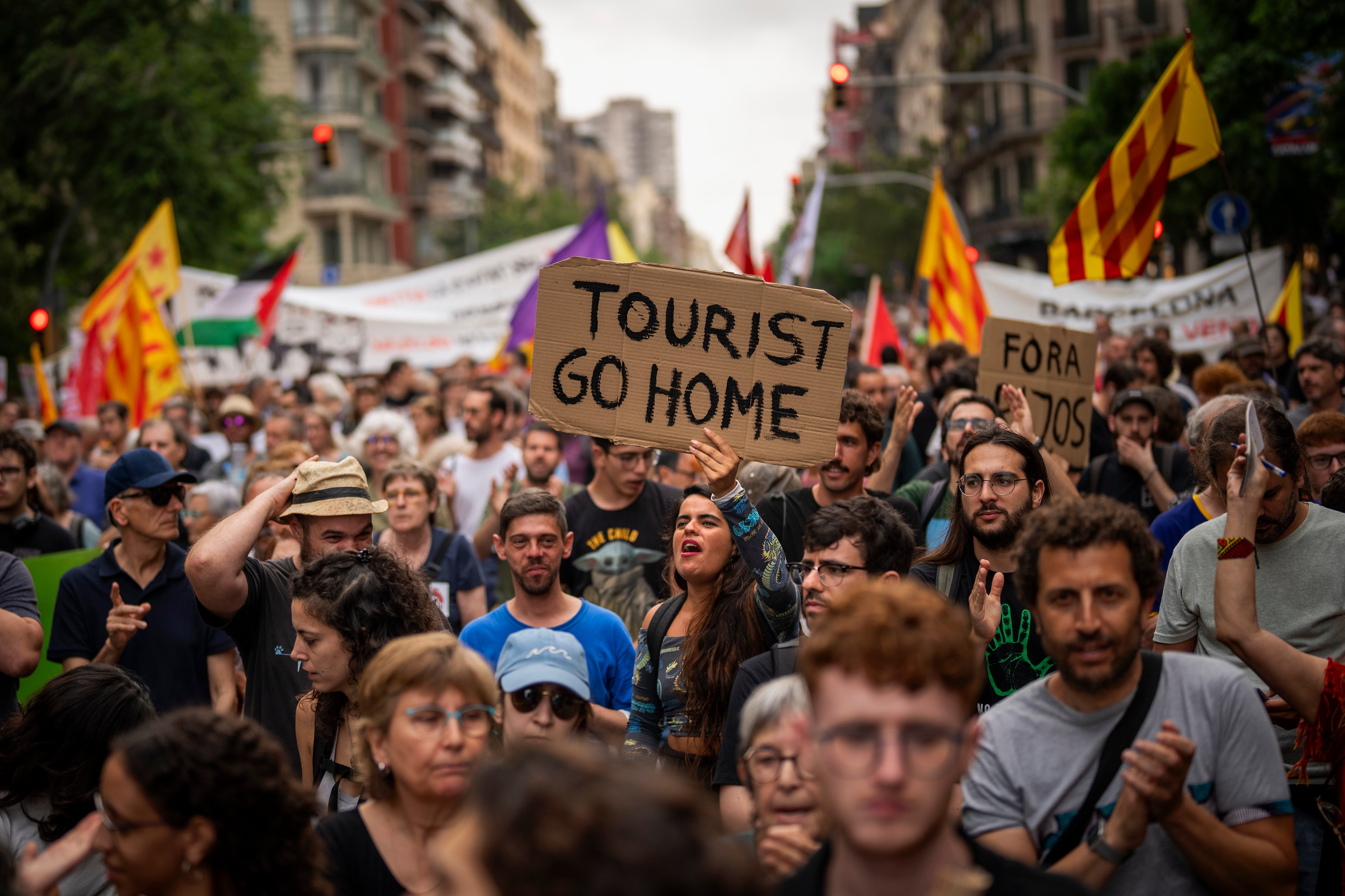 Anti-tourism protests take place in Barcelona, 19 June 2024