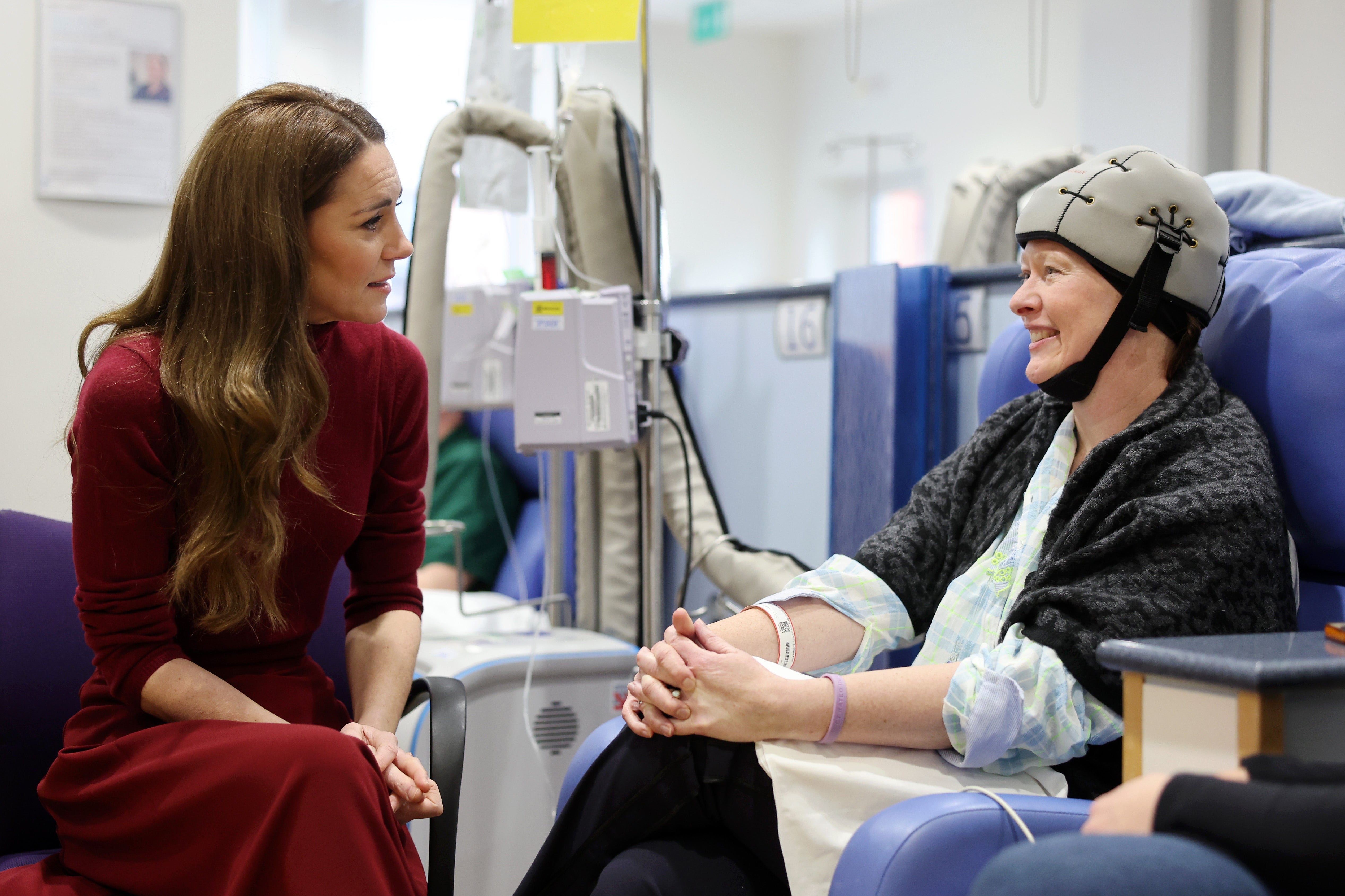 Kate spent around an hour speaking to patients at the Royal Marsden Hospital