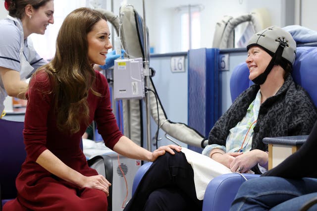 <p>The Princess of Wales talks with Katherine Field during a visit to the Royal Marsden Hospital, London</p>