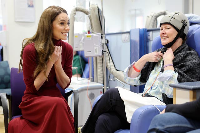 The Princess of Wales offered comfort to cancer patients and their families as she made an emotional return to the Royal Marsden Hospital in London, where she was treated (Chris Jackson/PA)