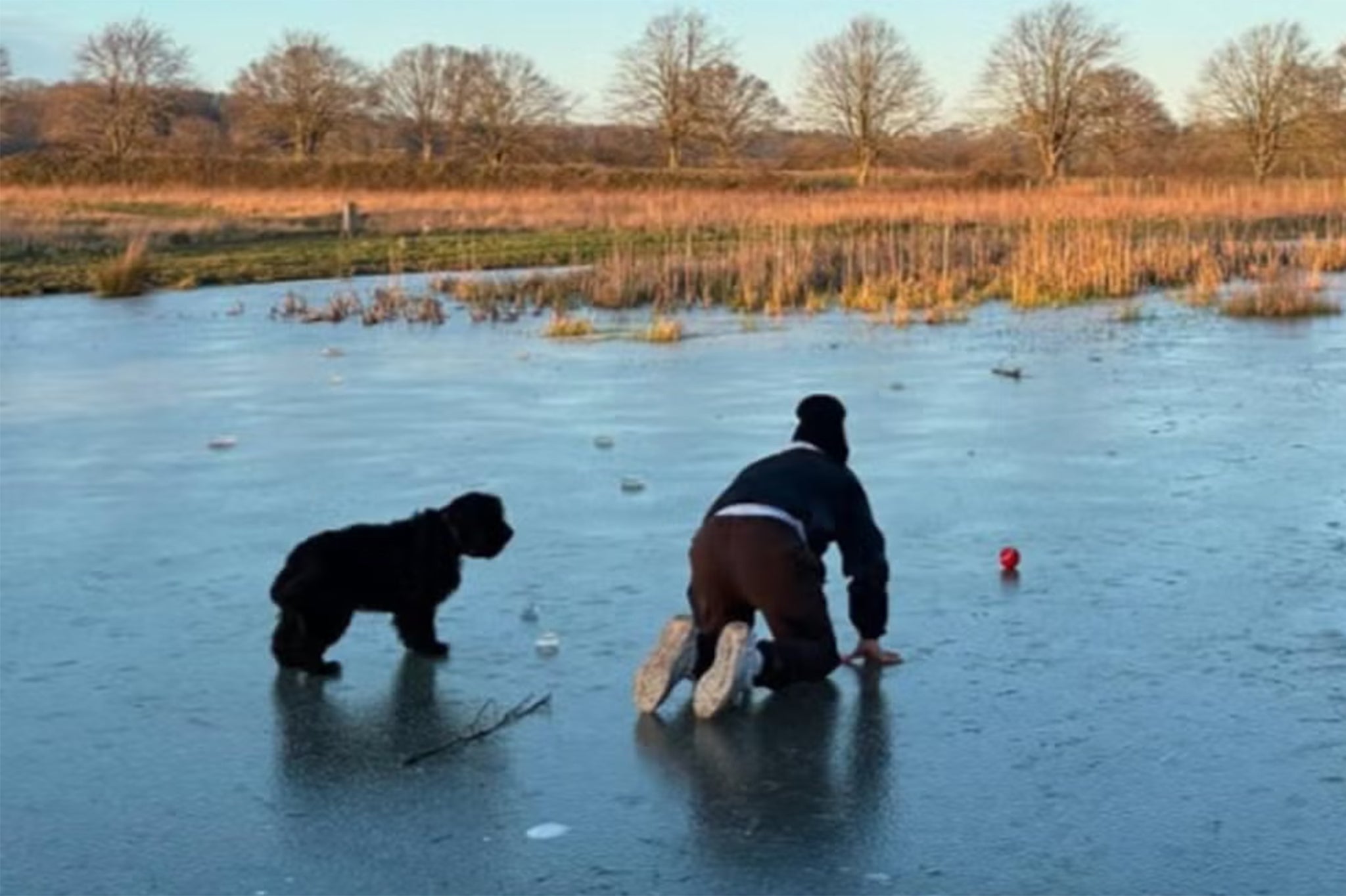 Kirsty Gallacher defended herself from criticism after sharing a photo of her family on a frozen lake