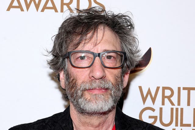 <p>Neil Gaiman at the Writers Guild Awards in New York in April 2024</p>