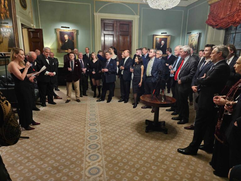 Lois Perry, Executive Director of Heartland UK/Europe, addresses those gathered in London for the launch party.