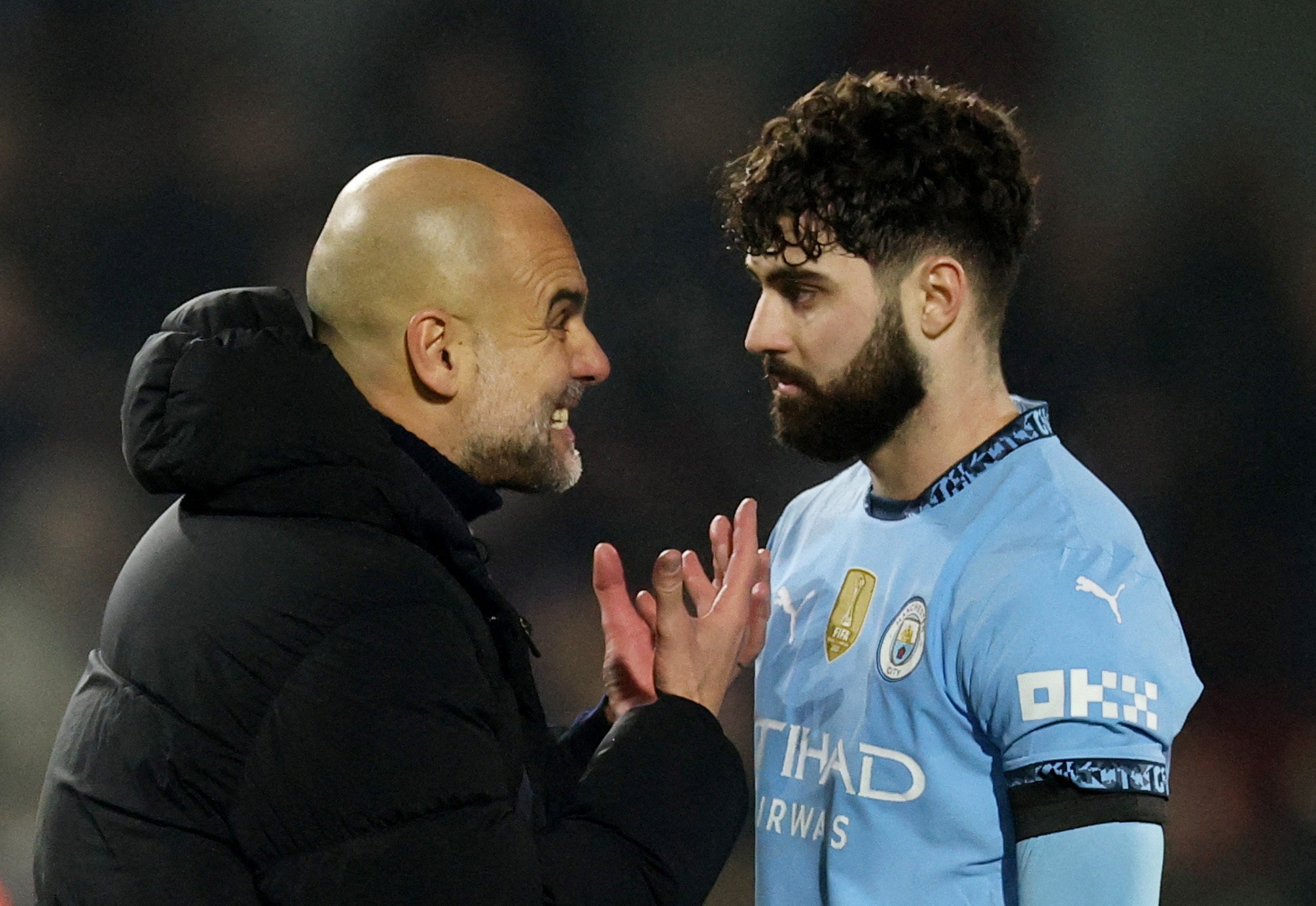 Guardiola remonstrates with Josko Gvardiol at full-time