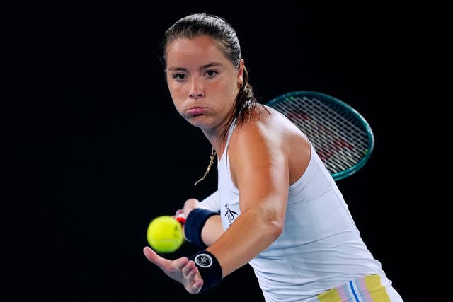 Jodie Burrage prepares to strike a forehand (Vincent Thian/AP)