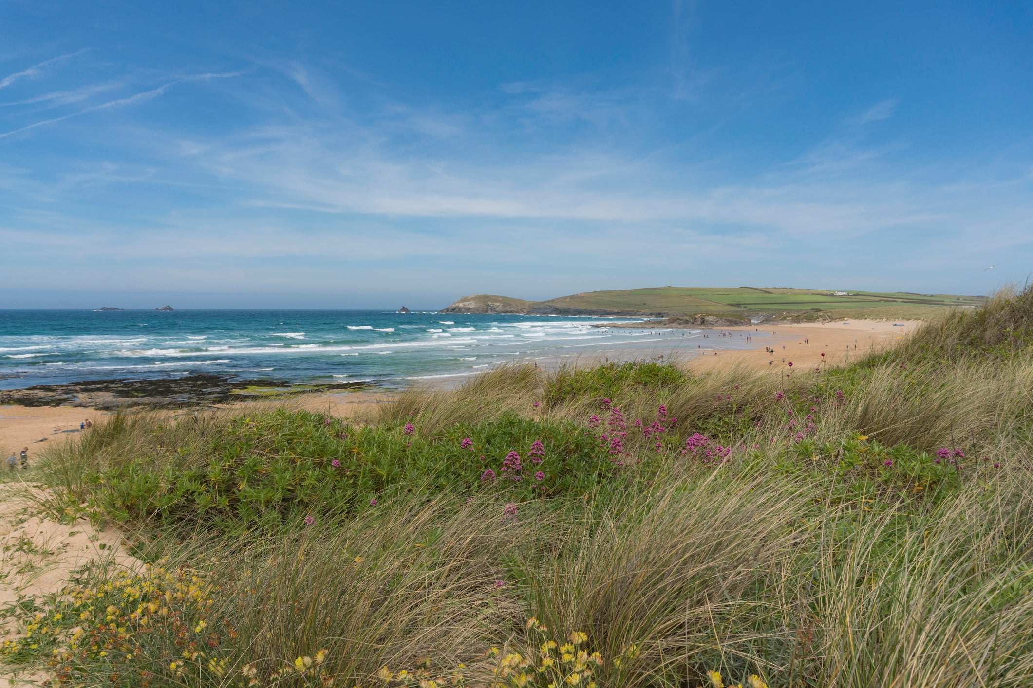 Constantine Bay has rockpools to paddle