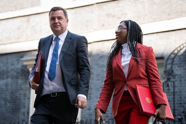 Conservative leader Kemi Badenoch and her shadow chancellor Mel Stride (James Manning/PA)