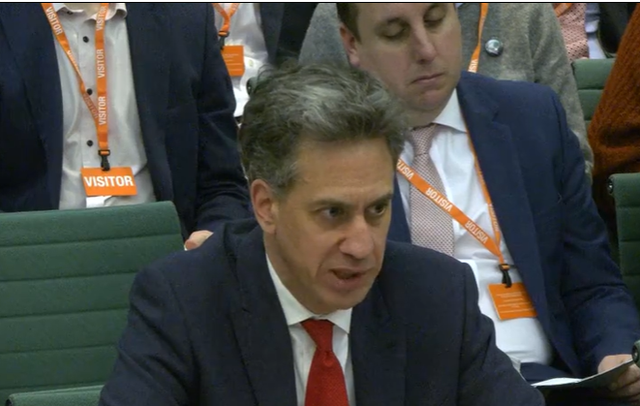 <p>Ed Miliband speaks to the energy and net zero committee</p>