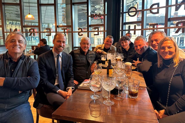 <p>The Prince of Wales met the Aston Villa supporters in a pub in the centre of Birmingham on Wednesday (Daniel Jones/PA)</p>