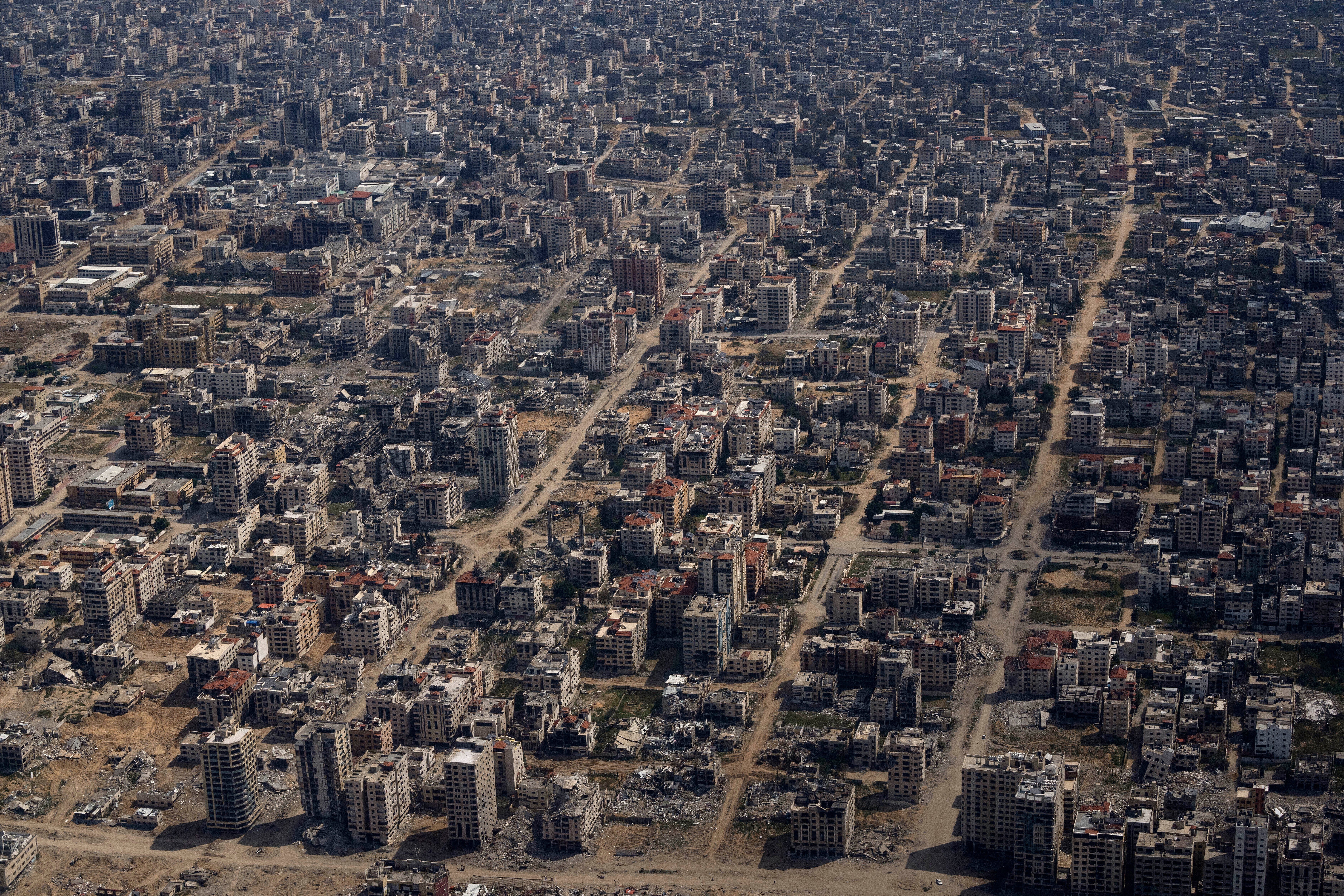 Destroyed buildings across the Gaza Strip