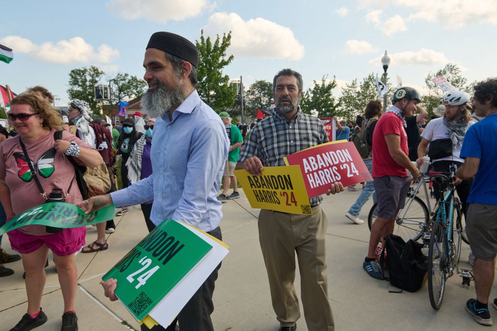 Demonstrators attended the Democratic National Convention in August and urged members of the party against supporting Kamala Harris over US support for the Israeli siege of Gaza.