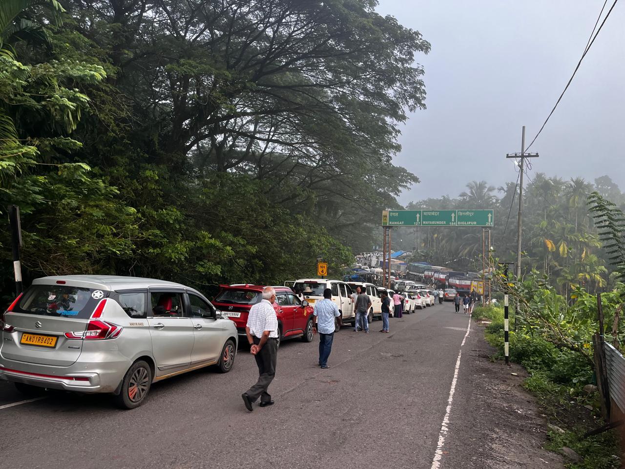 Picture taken in November last year of tourist vehicles queuing up to go through the reserve hoping to ‘spot’ the Jarawa