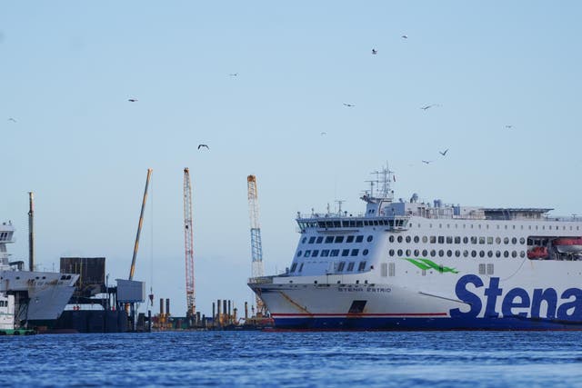 The Stena Estrid ferry arriving into Dublin Port (Brian Lawless/PA)