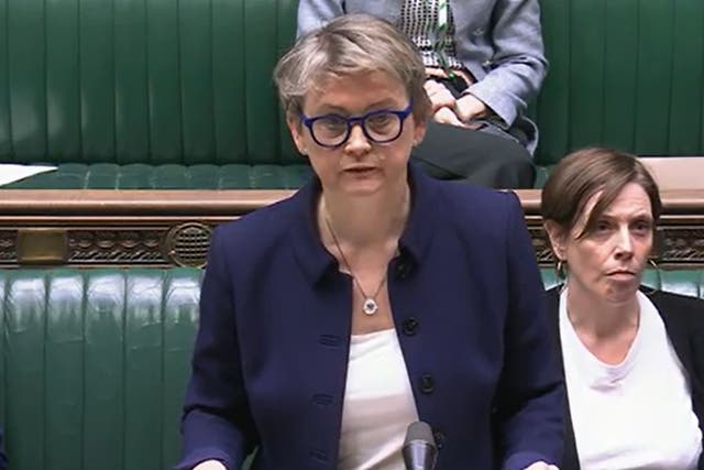 Home Secretary Yvette Cooper making a statement in the Commons (House of Commons/UK Parliament/PA)