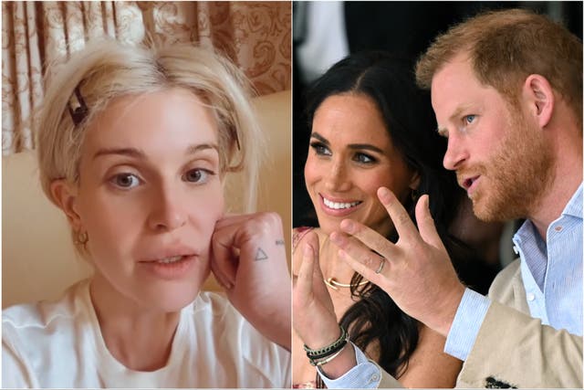 <p>Kelly Osbourne (left) and the Duke and Duchess of Sussex</p>