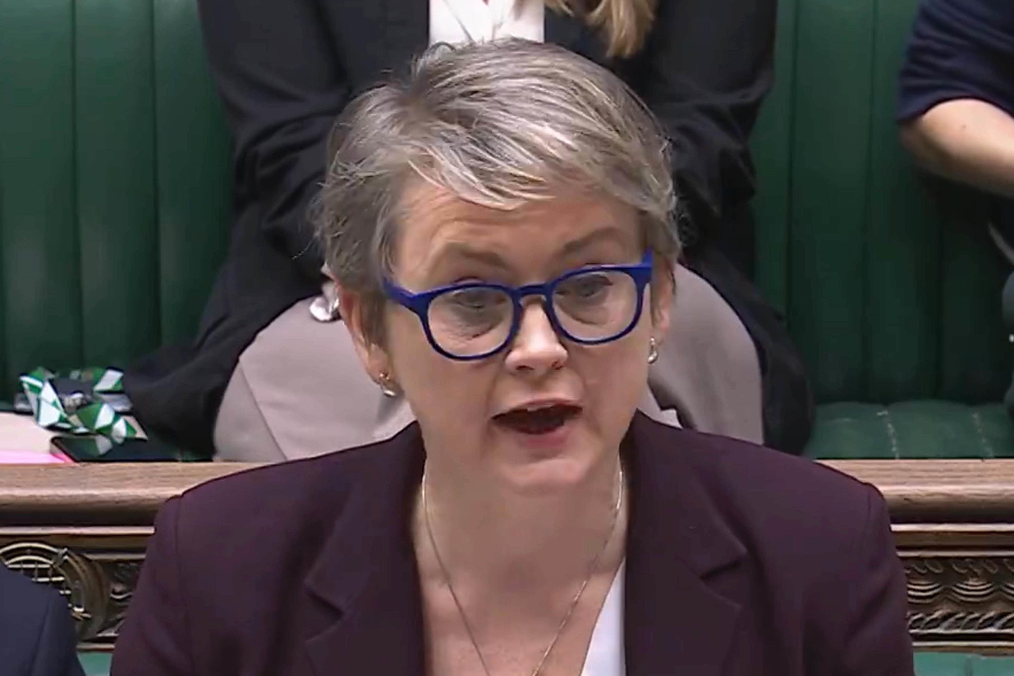 Yvette Cooper giving a statement in the House of Commons (House of Commons/UK Parliament/PA)