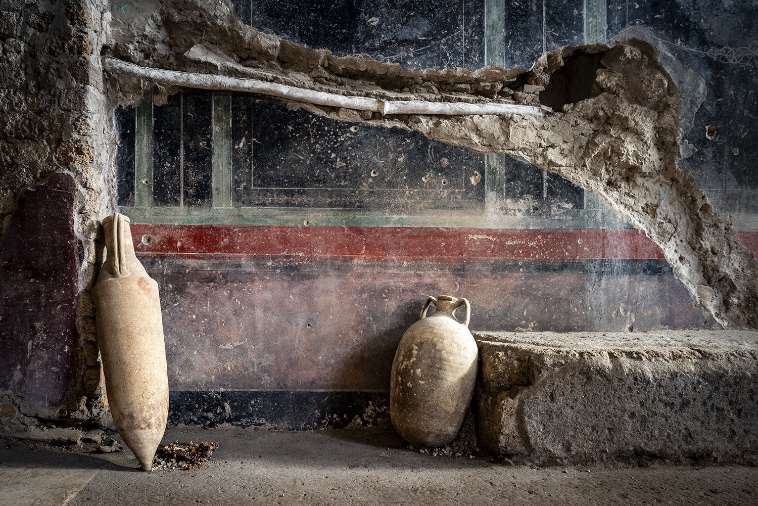 Amphoras, used to transport wine or olive oil, were also uncovered