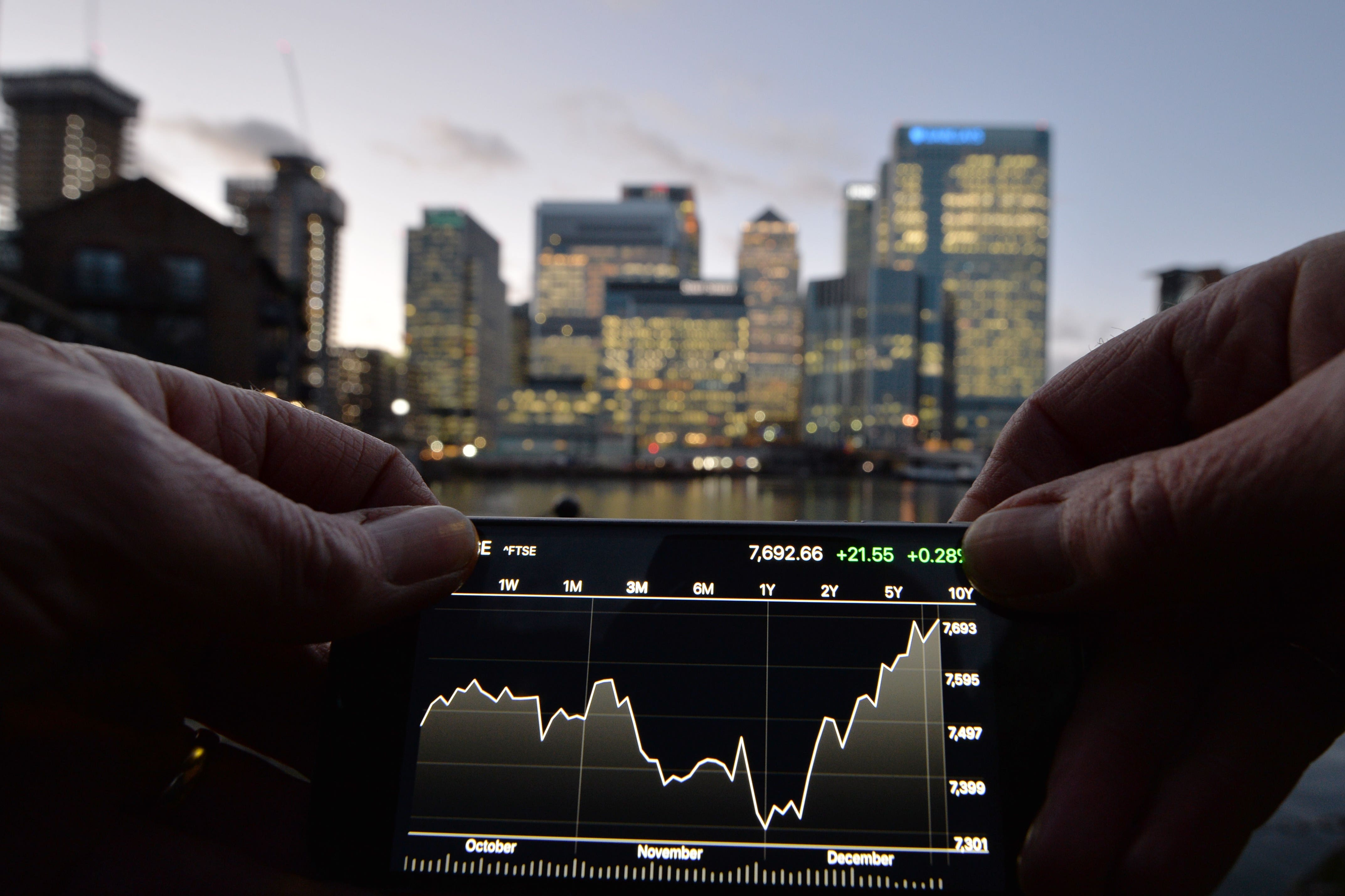 The UK’s FTSE 100 has reached its highest ever level following a rally for the index (John Stillwell/PA)