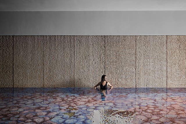 <p>The indoor pool at L’Albereta in northern Italy’s Lombardy region is covered in 600,000 bisazza mosaic tiles</p>