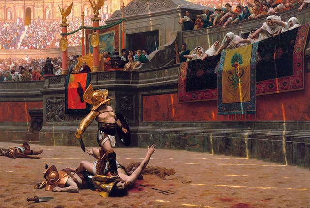 <p>The horror and drama of Roman gladiatorial combat still fascinates the public  - and has done so for centuries. That fascination is symbolized by books, films - and paintings, such as this one by the 19th century French artist, Jean-Léon Gérôme.</p>