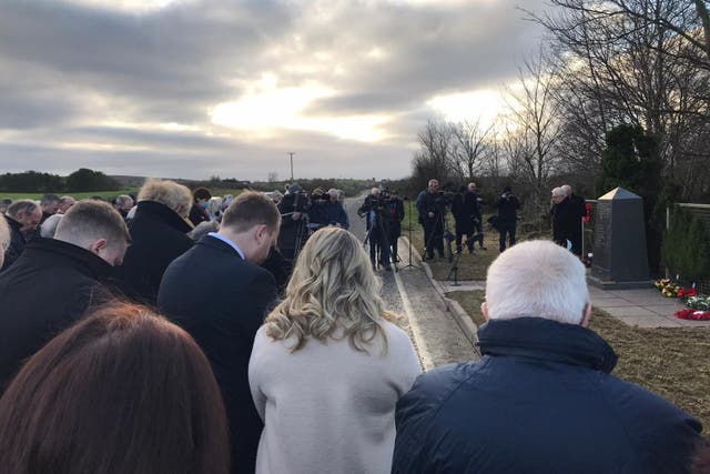 An open-air service remembers the victims of the Teebane bombing (Kenny Donaldson/PA)