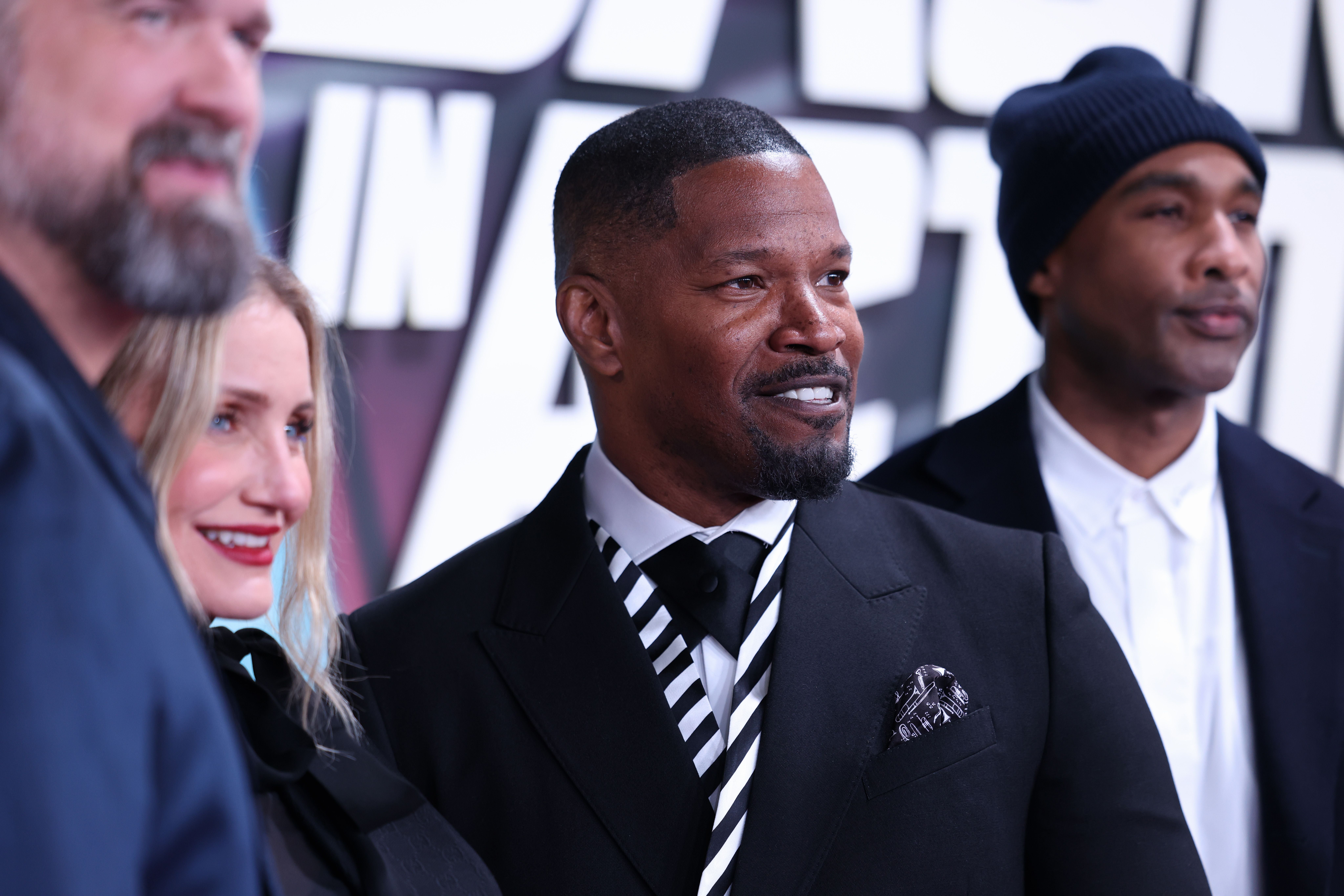 Cameron Diaz e Jamie Foxx no tapete vermelho para a exibição especial de 