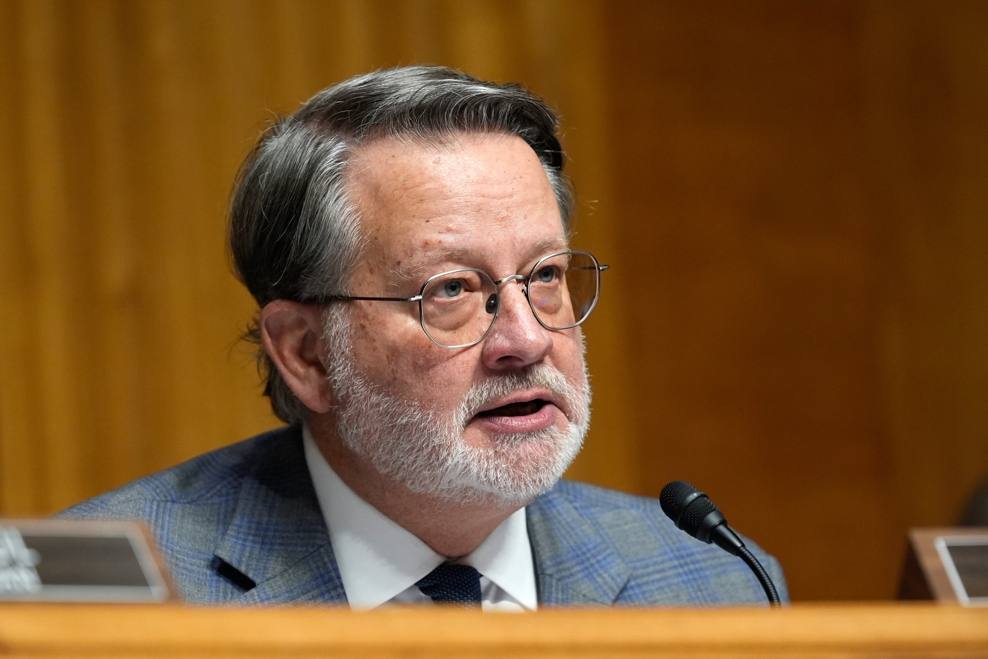 Ranking Member Gary Peters, D-Mich., speaks at the Senate Homeland Security and Governmental Affairs Committee confirmation hearing for South Dakota Gov. Kristi Noem