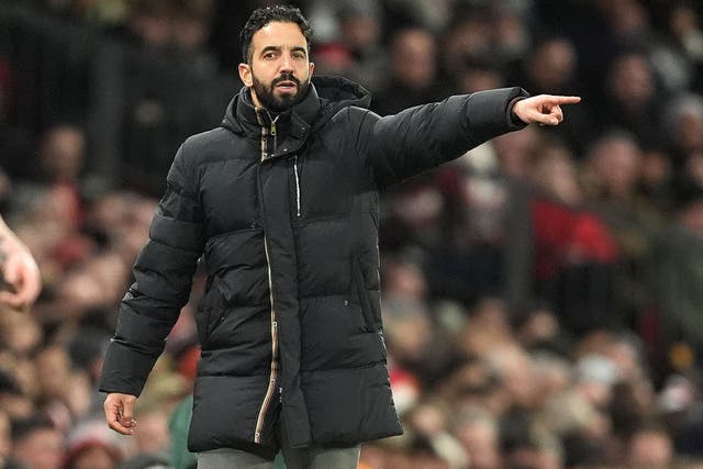 Ruben Amorim’s Manchester United side face Brighton on Sunday (Martin Rickett/PA)