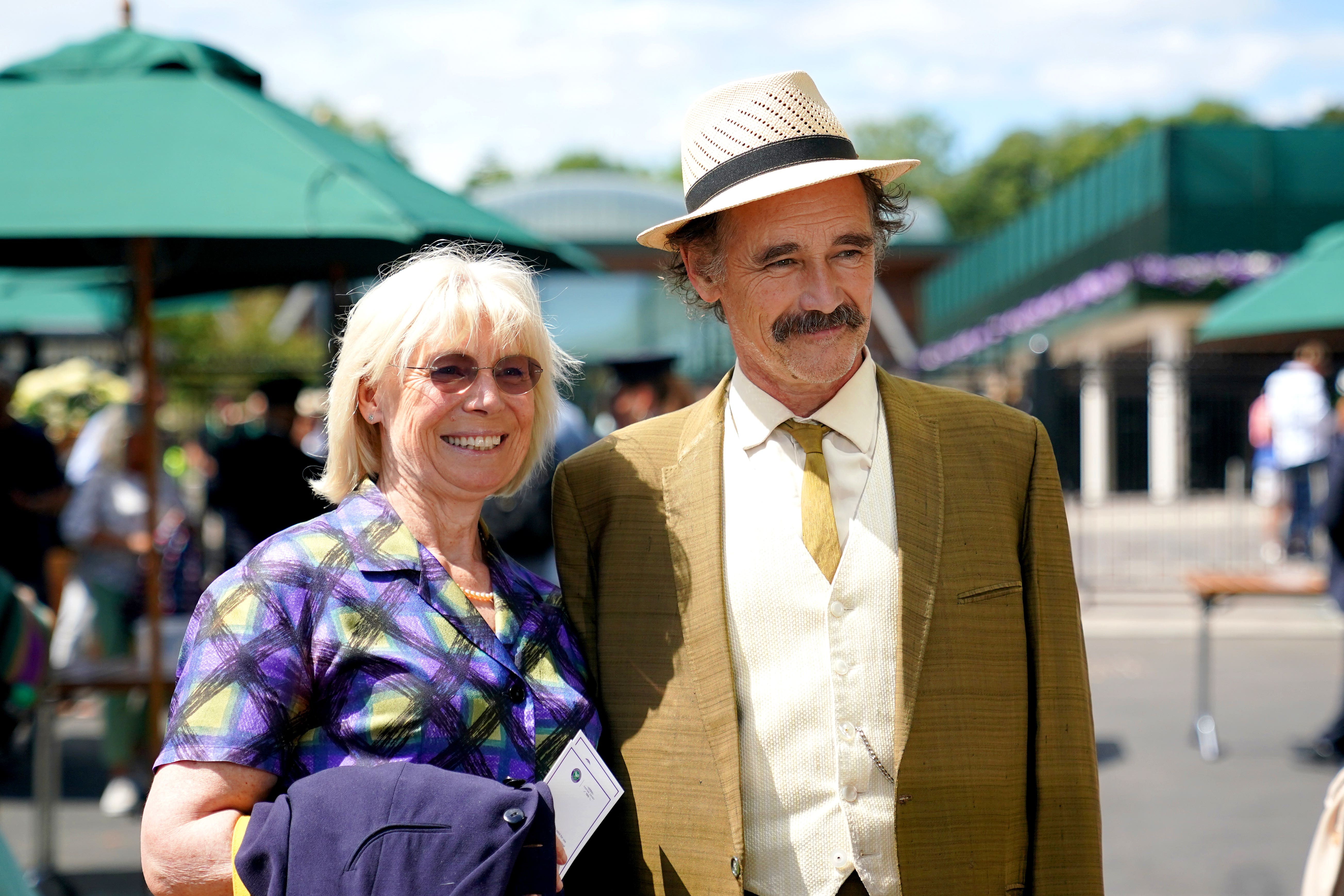 Mark Rylance and Claire van Kampen at Wimbledon in 2022