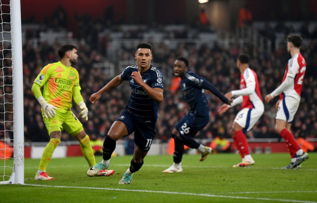 Watkins turns to celebrate after scoring Villa’s second goal