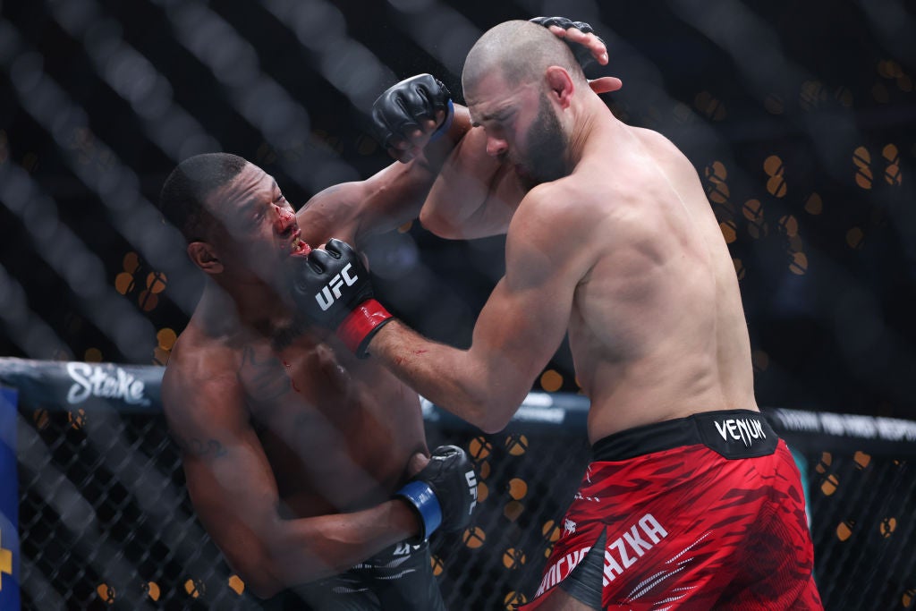 Jiri Prochazka (right) knocked out Jamahal Hill in the third and final round