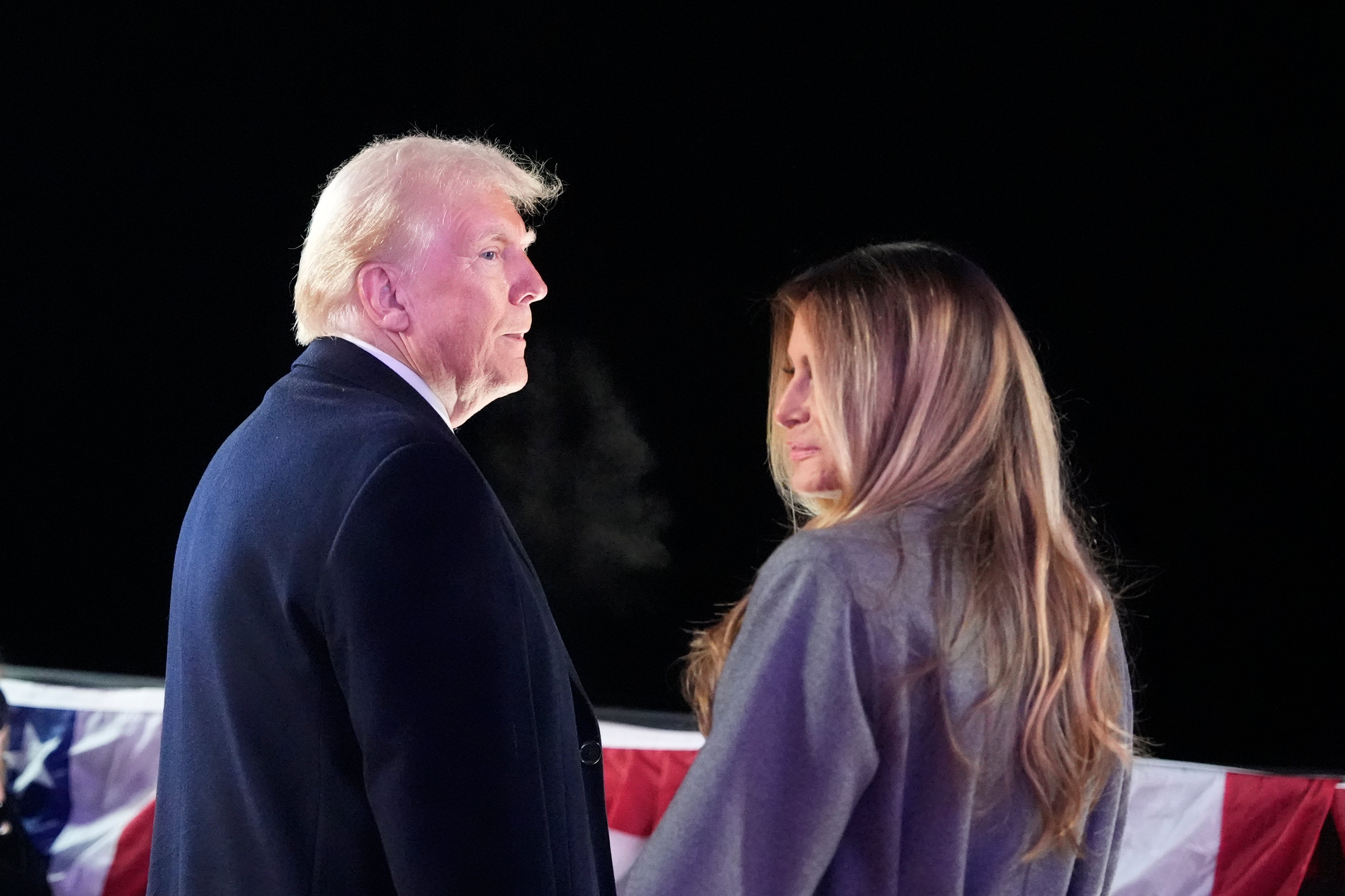 President-elect Donald Trump, Melania Trump and family watch fireworks at Trump National Golf Club in Virginia on Saturday evening