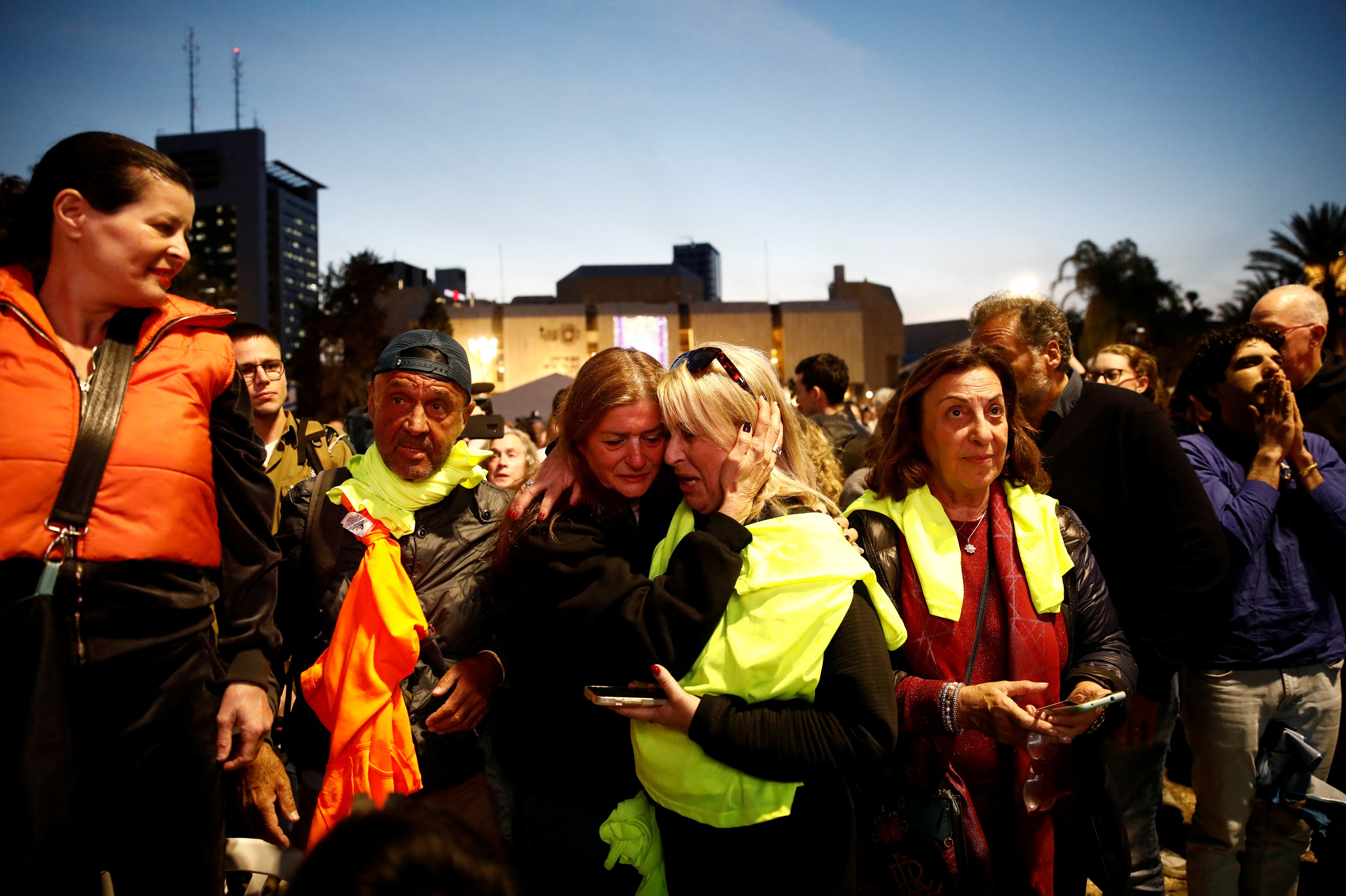 Crowds gathered to watch the long awaited release of the hostages