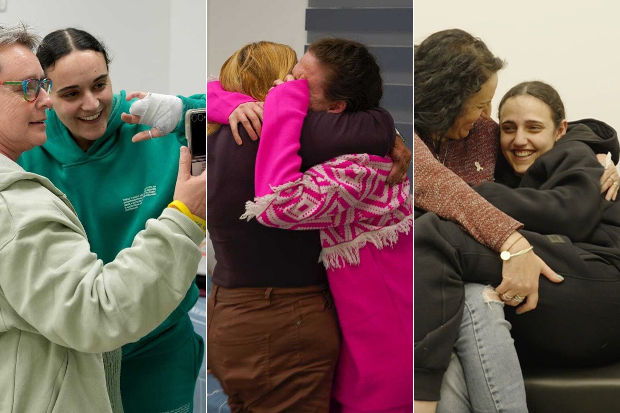 Emily Damari, Doron Steinbrecher, Romi Gonen reunited with their mothers just after release 19th January 2025