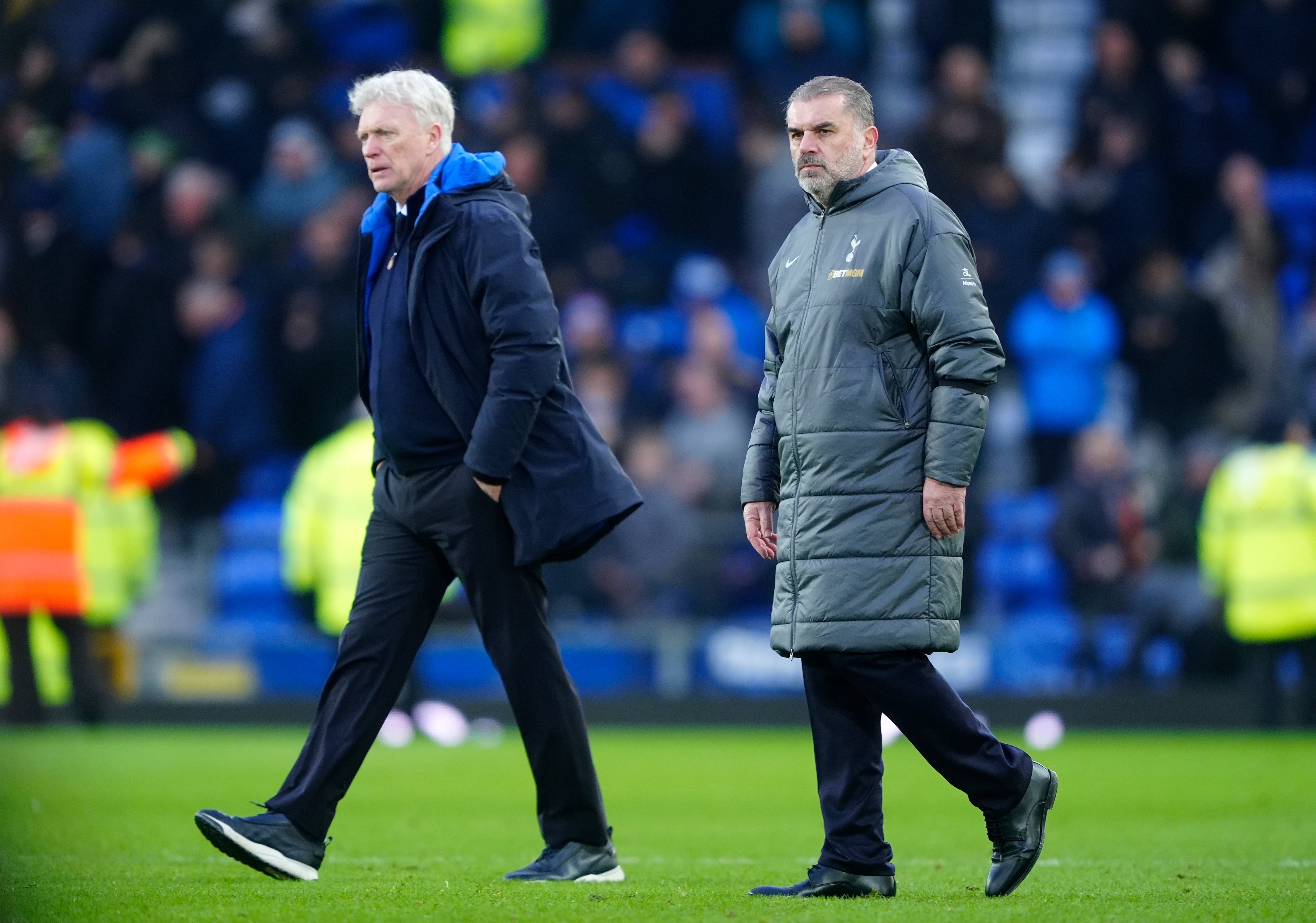 Moyes and Tottenham Hotspur manager Ange Postecoglou pictured after the game